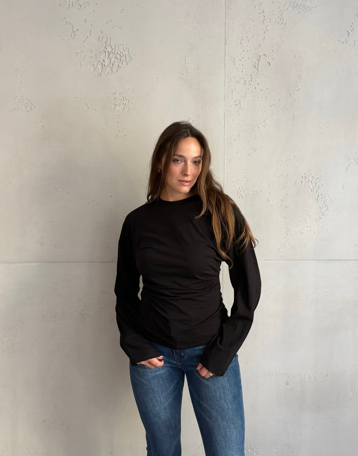 Tailliertes Uni-Longsleeve