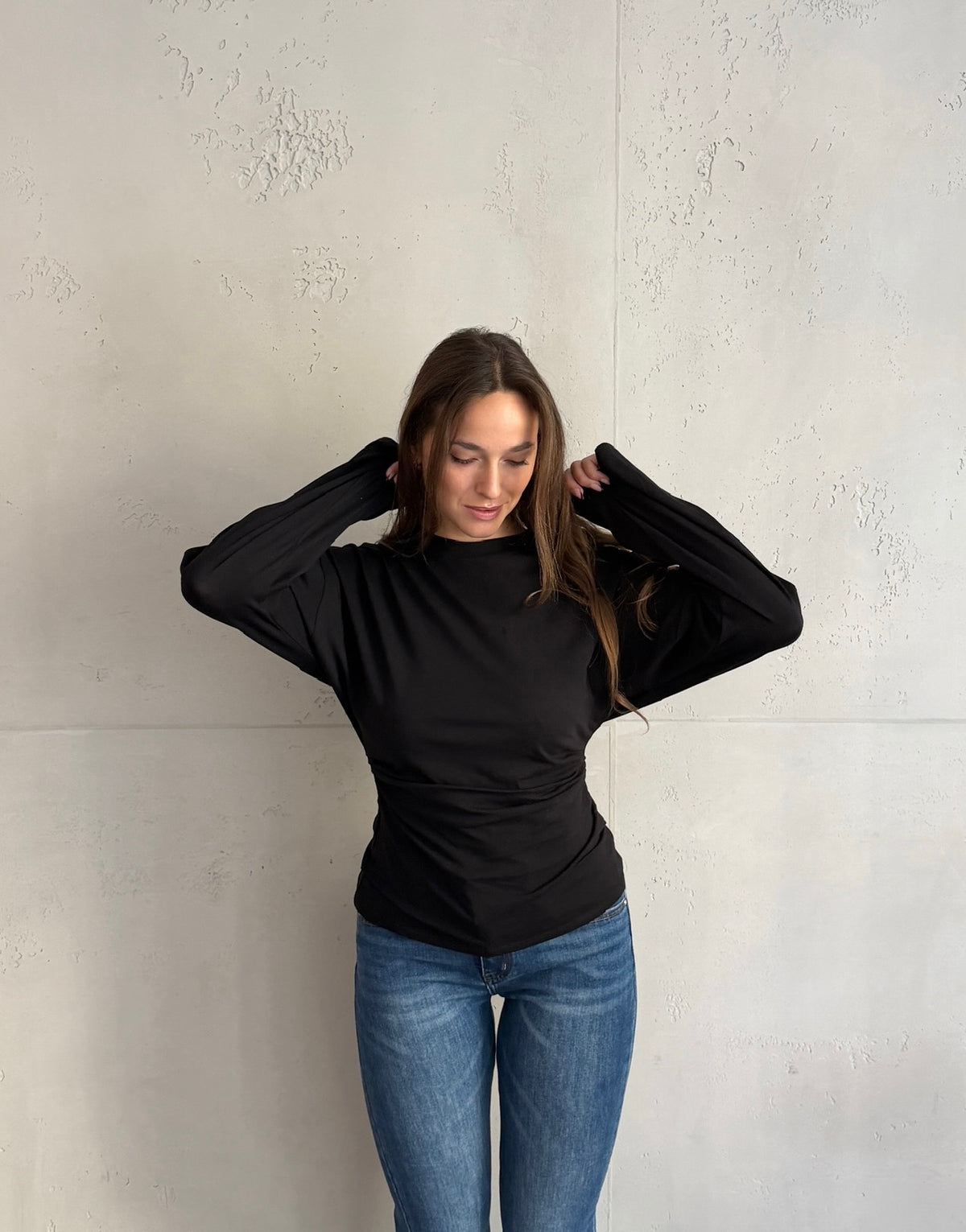 Tailliertes Uni-Longsleeve