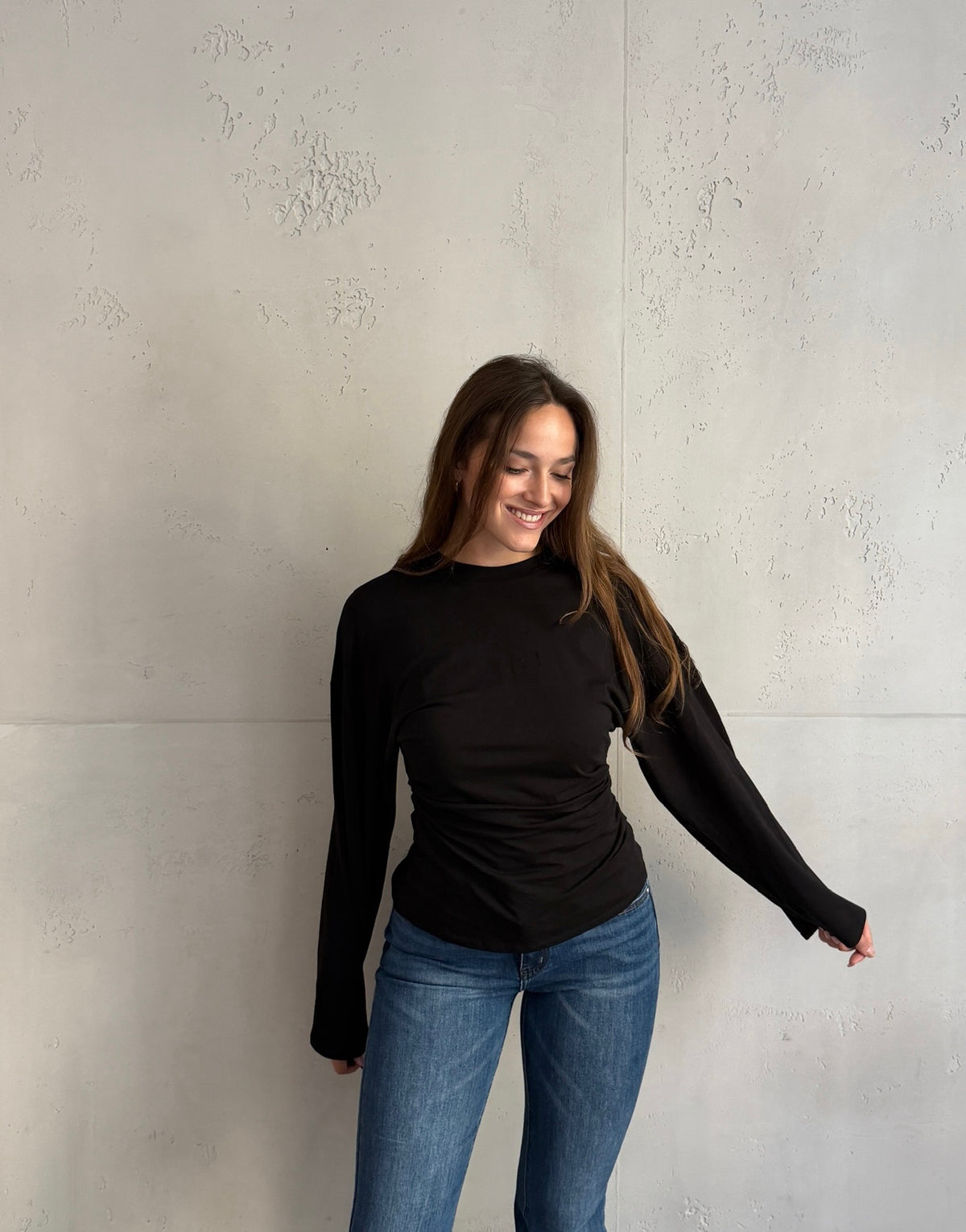 Tailliertes Uni-Longsleeve