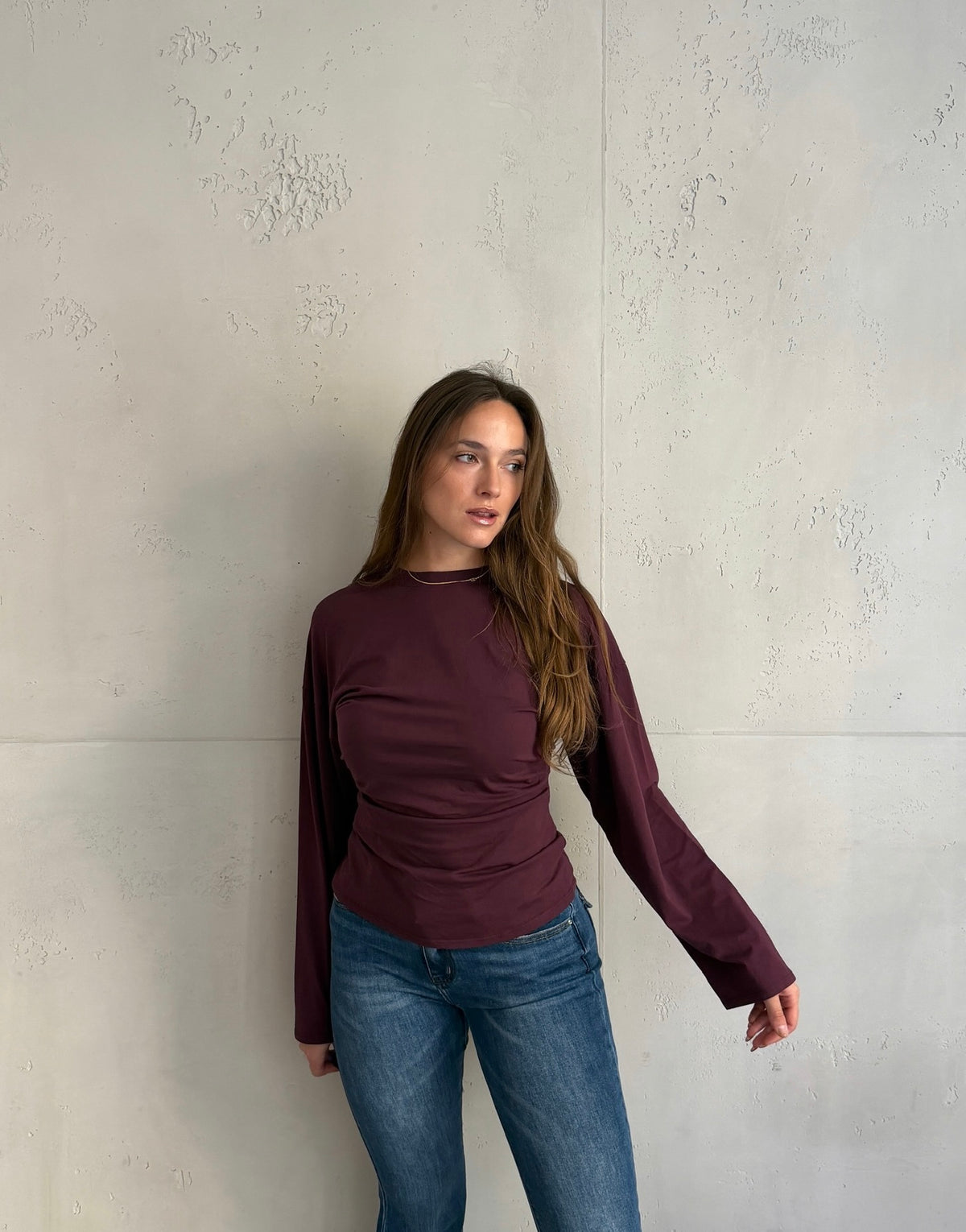 Tailliertes Uni-Longsleeve