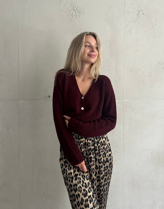 Alpaka Strickjacke mit V-Ausschnitt