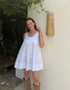A-Line Dress – Weiß, Träger, Clean Design - Switch-Fashion