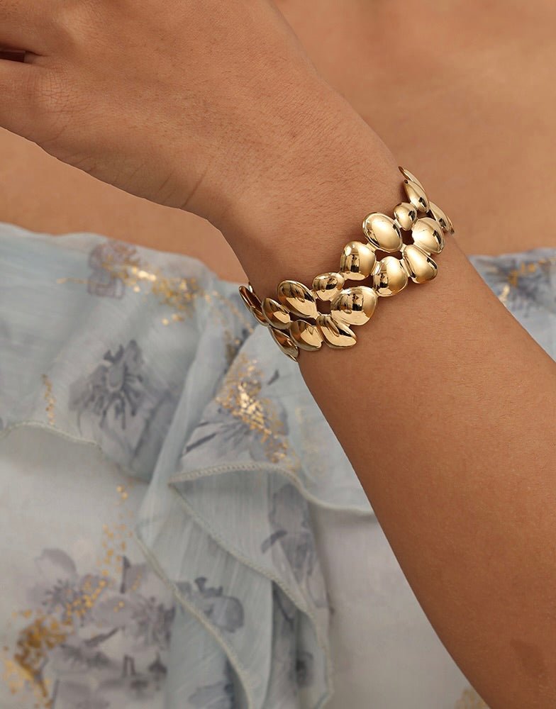 Adjustable Bracelet – Edelstahl, Gold, Glitzersteine - Switch-Fashion