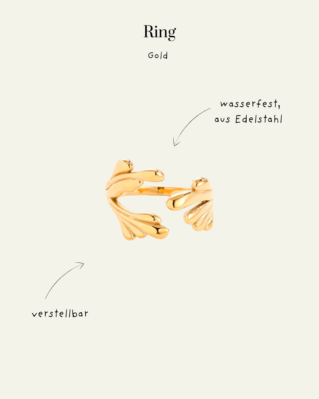 Adjustable Ring – Edelstahl, Gold, One Size - Switch-Fashion