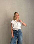 Ärmellose Hemdbluse mit Gummizug & Brusttasche – 100% Baumwolle - Switch - Fashion