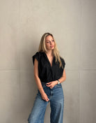 Ärmellose Hemdbluse mit Gummizug & Brusttasche – 100% Baumwolle - Switch - Fashion