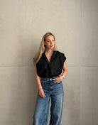 Ärmellose Hemdbluse mit Gummizug & Brusttasche – 100% Baumwolle - Switch - Fashion