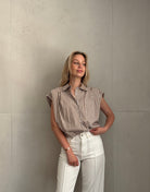 Ärmellose Hemdbluse mit Streifen & Gummizug – 100% Baumwolle - Switch - Fashion
