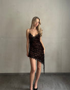 Asymmetrisches Pailletten - Spitzenkleid - Switch - Fashion