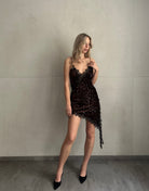 Asymmetrisches Pailletten - Spitzenkleid - Switch - Fashion