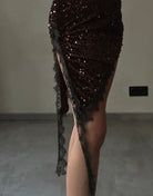 Asymmetrisches Pailletten - Spitzenkleid - Switch - Fashion