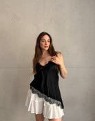 Asymmetrisches Spitzentop aus Seiden - Mix - Switch - Fashion