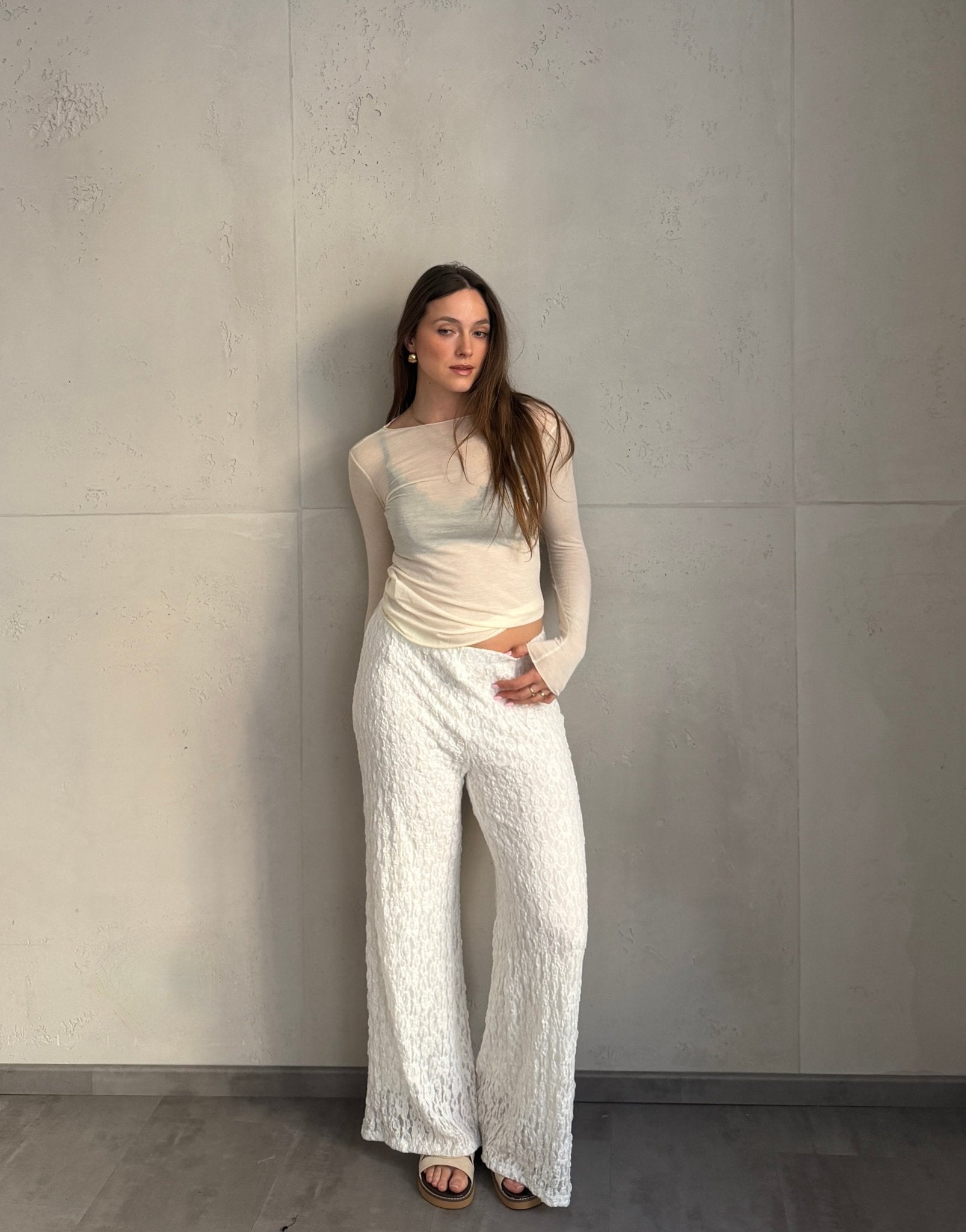 Ausgestellte Hose in Spitzenoptik mit Innenhose - Switch - Fashion