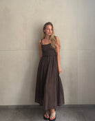 Baumwoll Maxikleid mit Bindeträgern – Der Gummizug macht den Unterschied - Switch-Fashion
