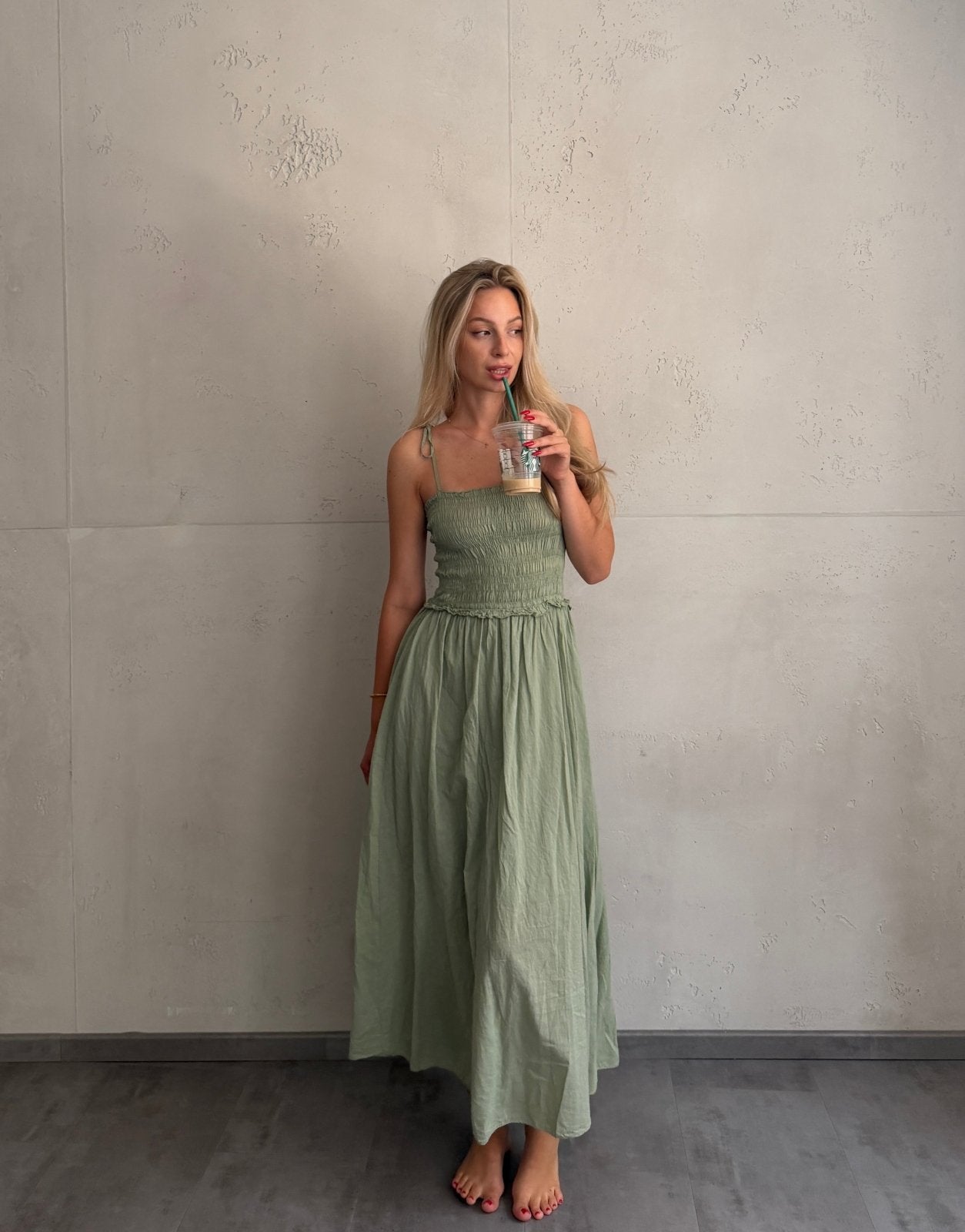 Baumwoll Maxikleid mit Bindeträgern – Der Gummizug macht den Unterschied - Switch-Fashion