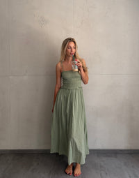 Baumwoll Maxikleid mit Bindeträgern – Der Gummizug macht den Unterschied