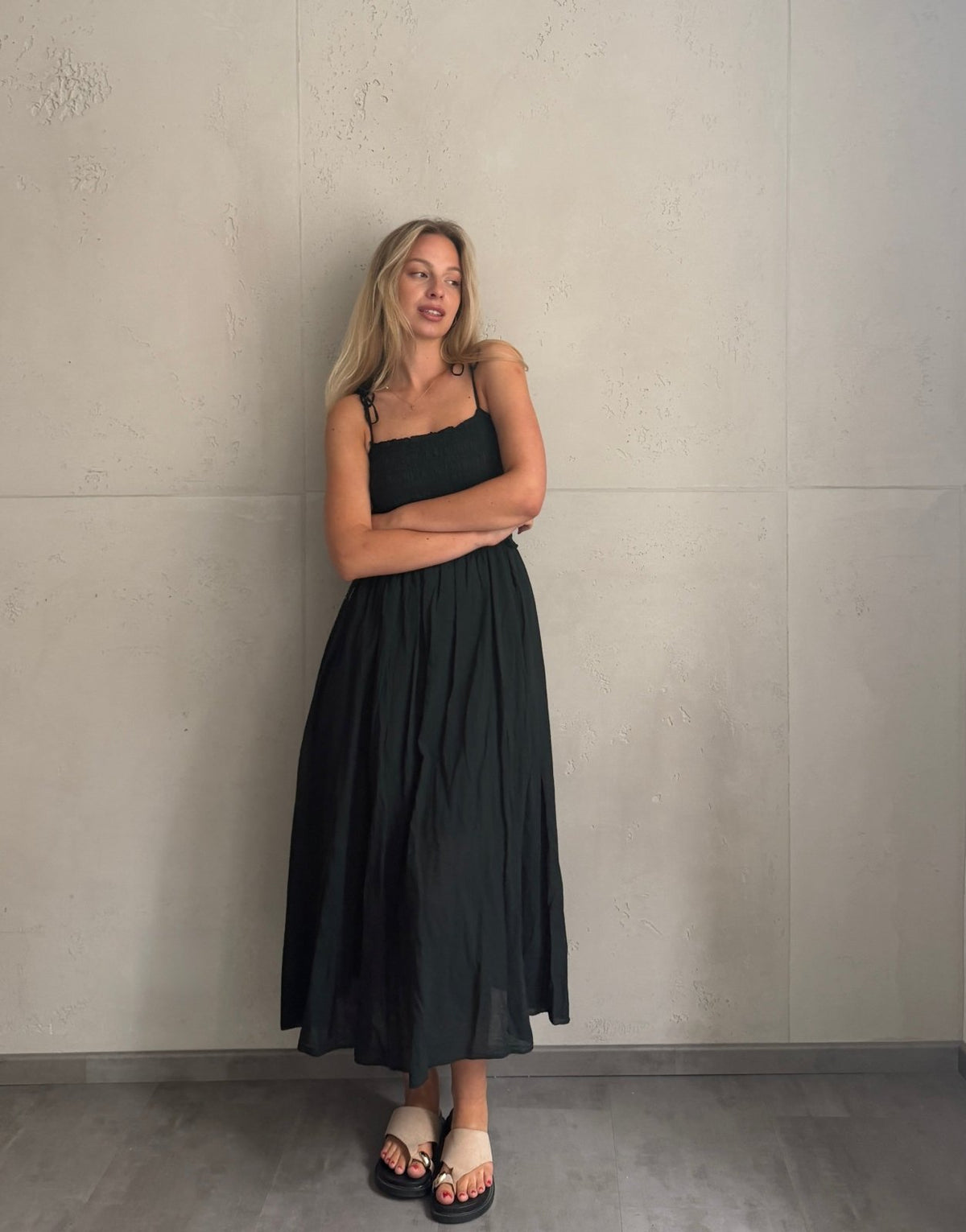 Baumwoll Maxikleid mit Bindeträgern – Der Gummizug macht den Unterschied - Switch-Fashion