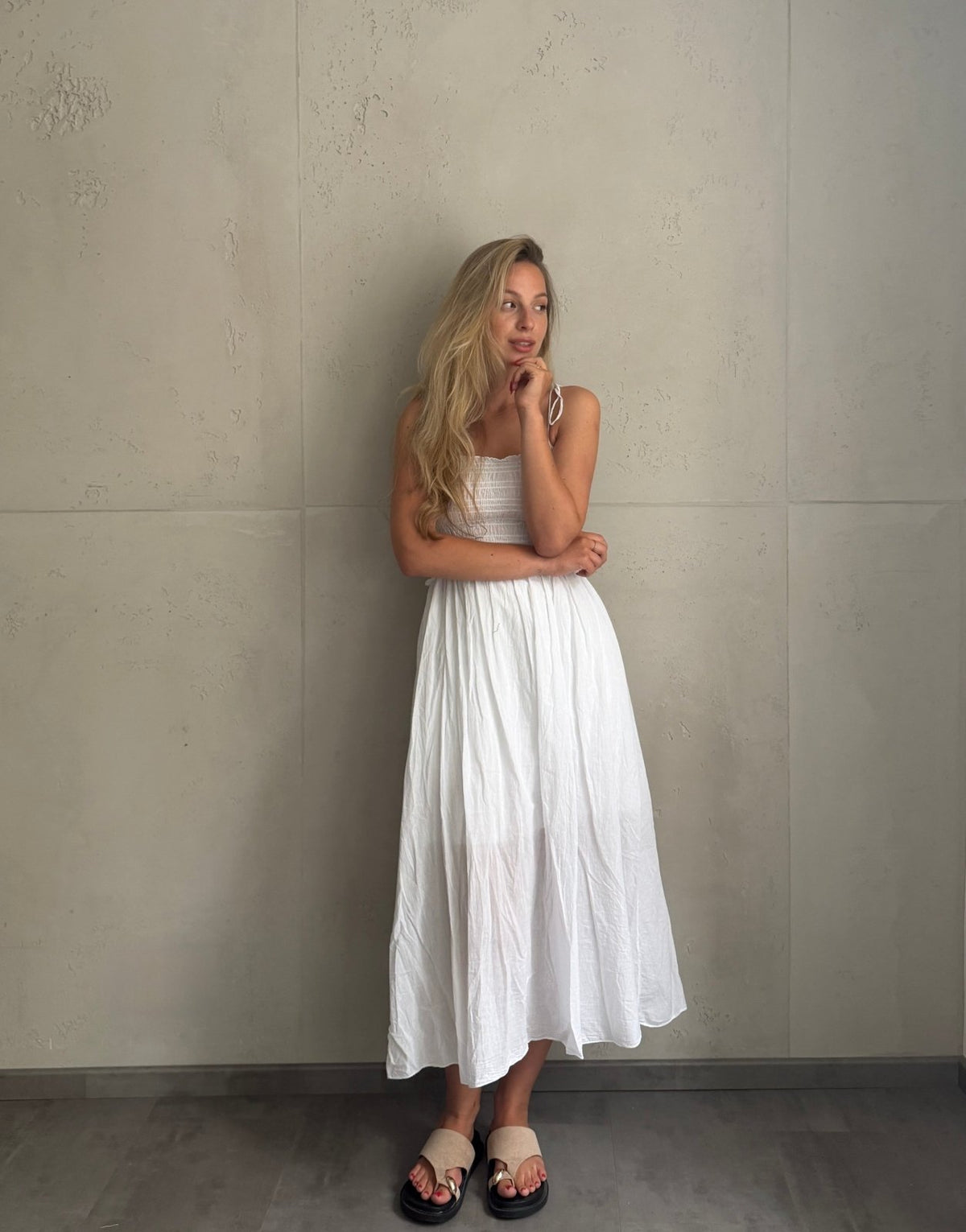 Baumwoll Maxikleid mit Bindeträgern – Der Gummizug macht den Unterschied - Switch-Fashion