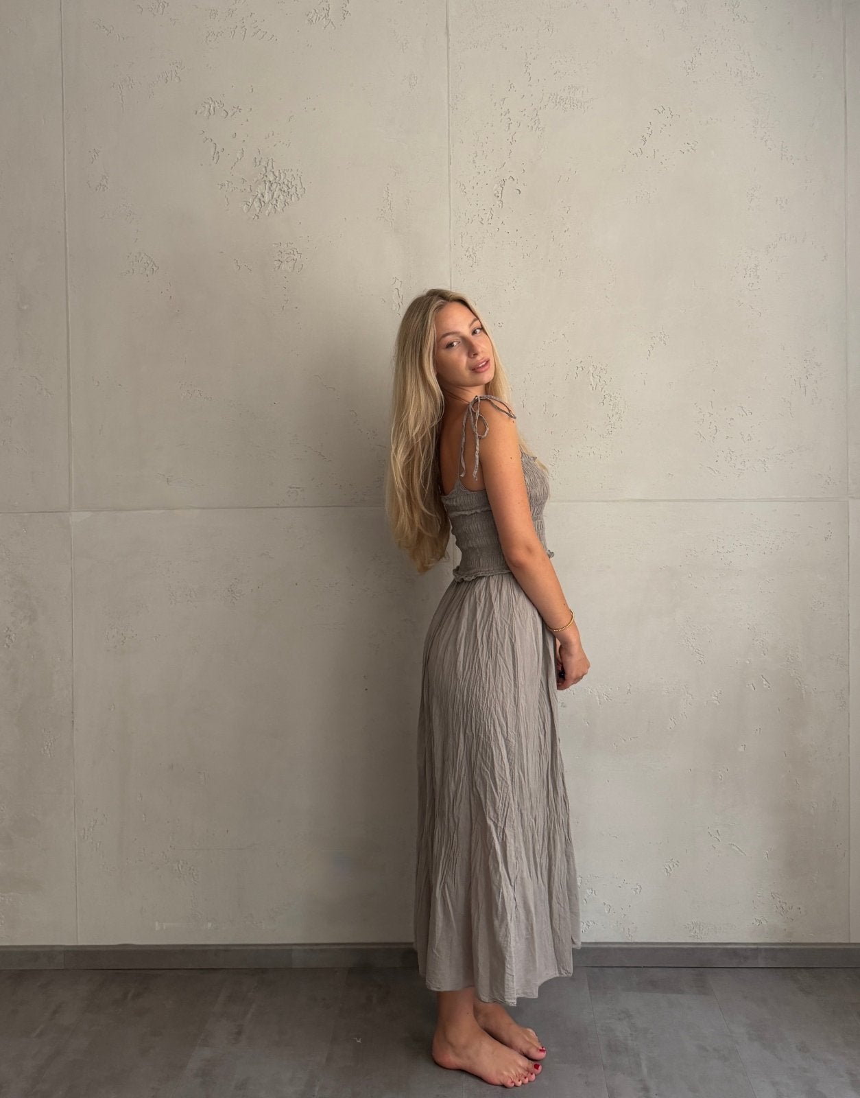 Baumwoll Maxikleid mit Bindeträgern – Der Gummizug macht den Unterschied - Switch-Fashion