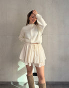 Baumwoll - Minirock mit Shorts (Skort) im Rüschenlook - Switch - Fashion