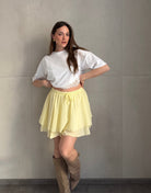 Baumwoll - Minirock mit Shorts (Skort) im Rüschenlook - Switch - Fashion