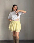 Baumwoll - Minirock mit Shorts (Skort) im Rüschenlook - Switch - Fashion