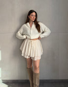 Baumwoll - Minirock mit Shorts (Skort) im Rüschenlook - Switch - Fashion