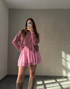 Baumwoll - Minirock mit Shorts (Skort) im Rüschenlook - Switch - Fashion