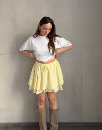 Baumwoll-Minirock mit Shorts (Skort) im Rüschenlook