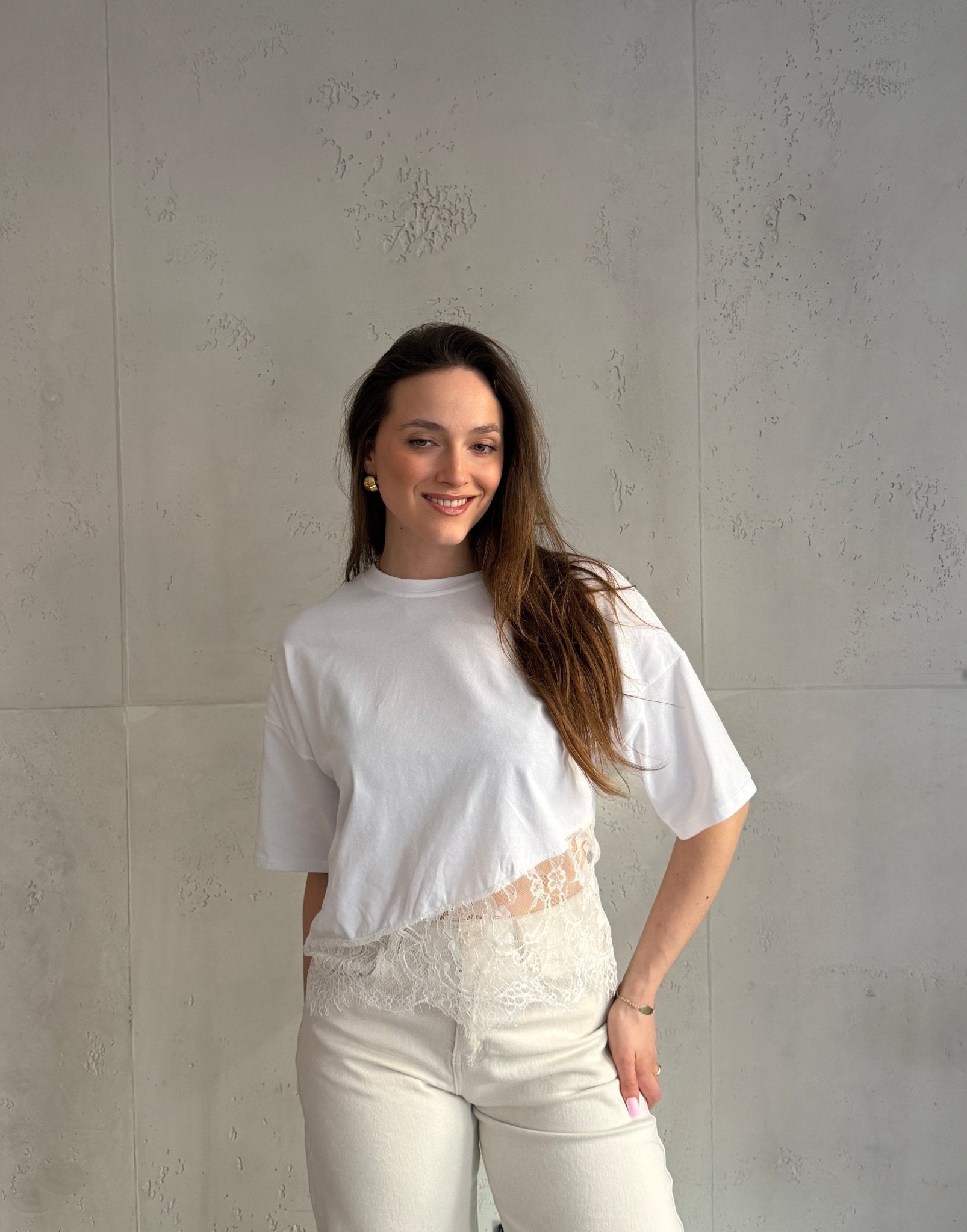 Baumwoll - Shirt mit asymmetrischer Spitze - Switch - Fashion