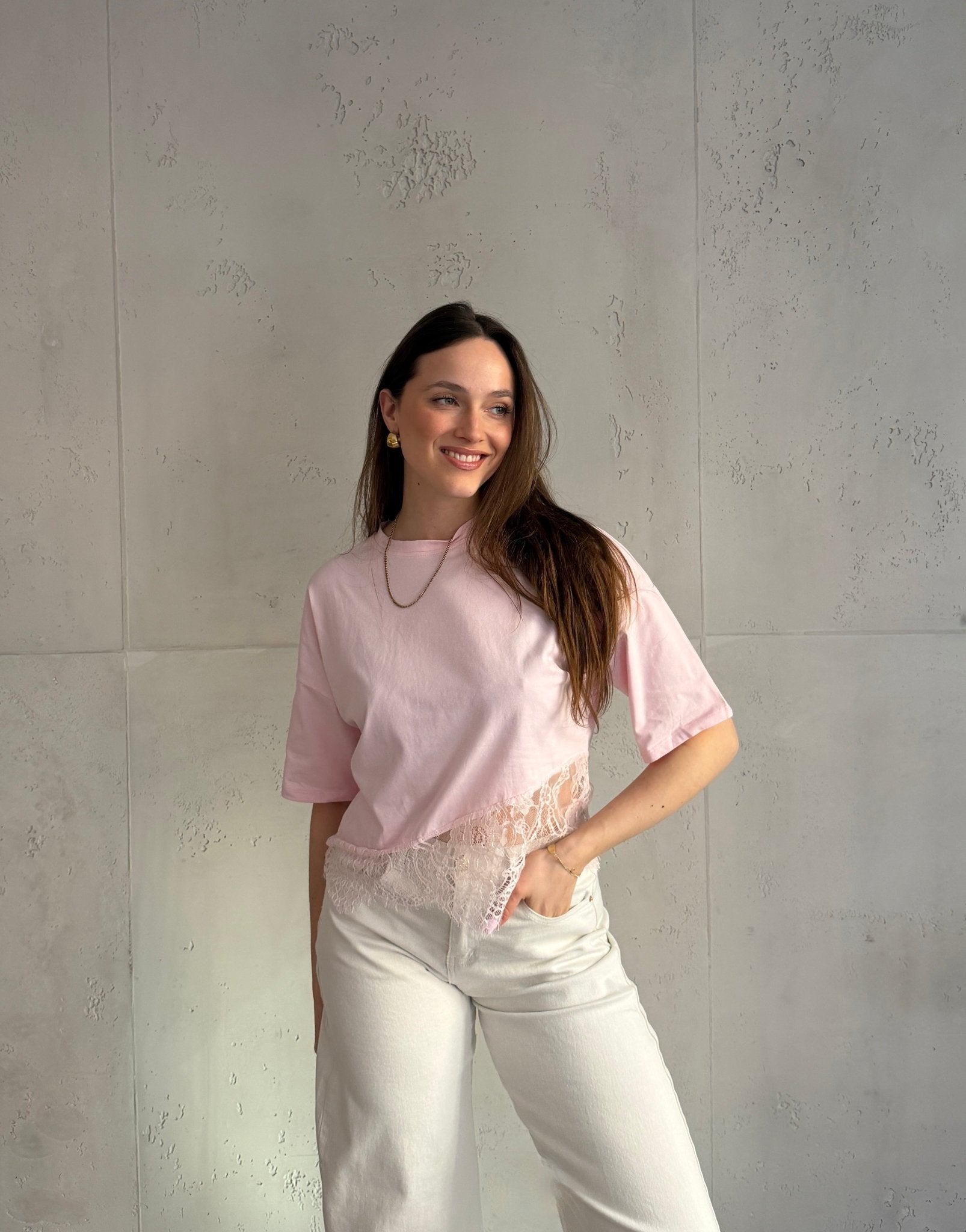 Baumwoll - Shirt mit asymmetrischer Spitze - Switch - Fashion