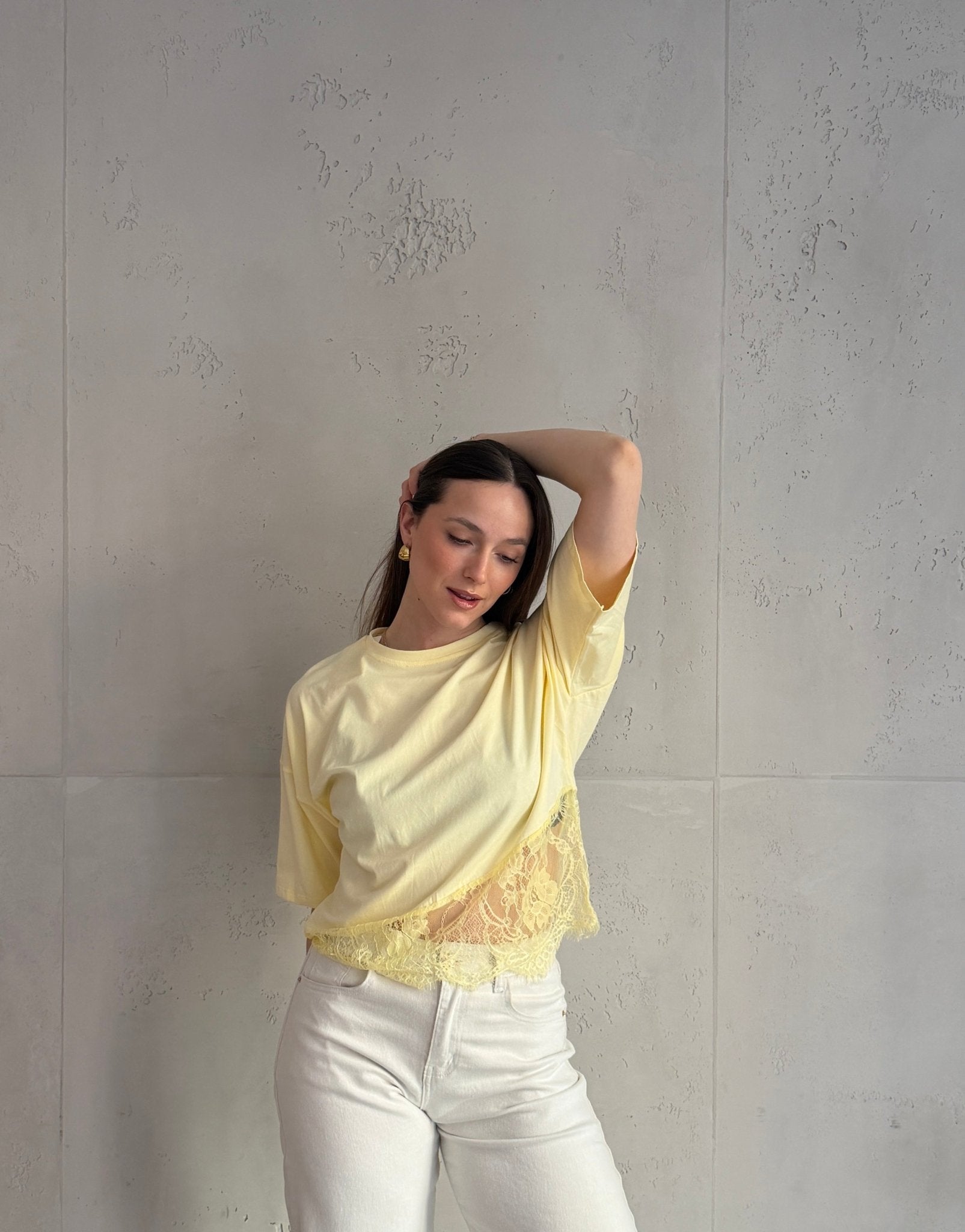 Baumwoll - Shirt mit asymmetrischer Spitze - Switch - Fashion