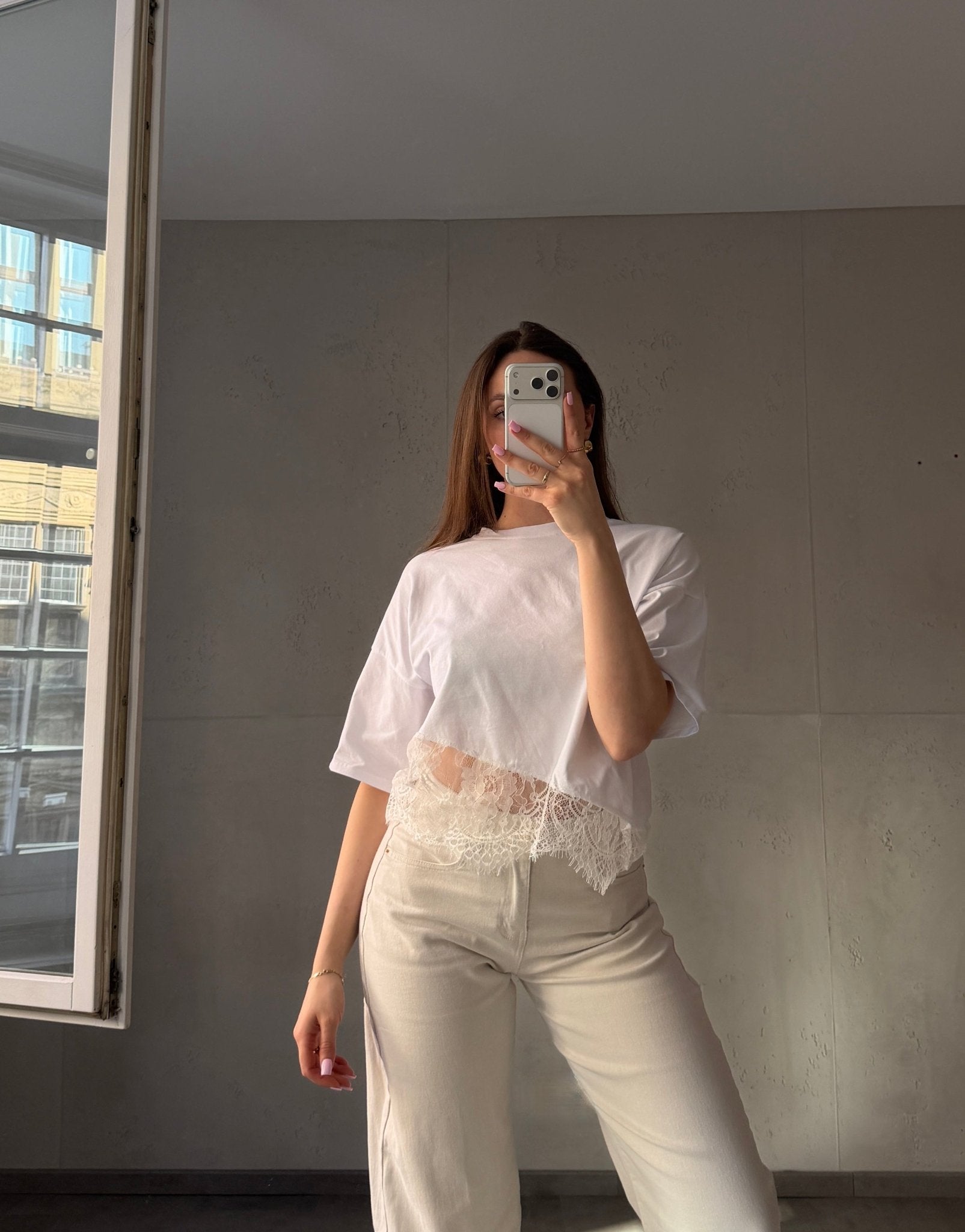 Baumwoll - Shirt mit asymmetrischer Spitze - Switch - Fashion