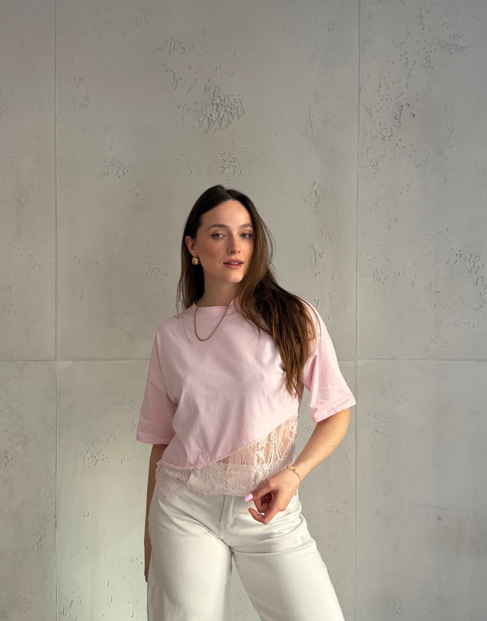 Baumwoll - Shirt mit asymmetrischer Spitze - Switch - Fashion