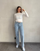 Blue Jeans mit gestickten Herzen und Stretch - Switch - Fashion