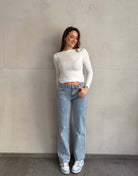 Blue Jeans mit gestickten Herzen und Stretch - Switch - Fashion