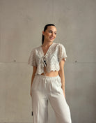 Bluse mit Lochdesign und Schleifen - Switch - Fashion