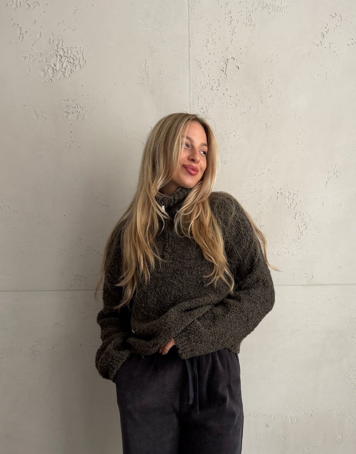 Boucle Pullover mit Stehkragen - Switch-Fashion