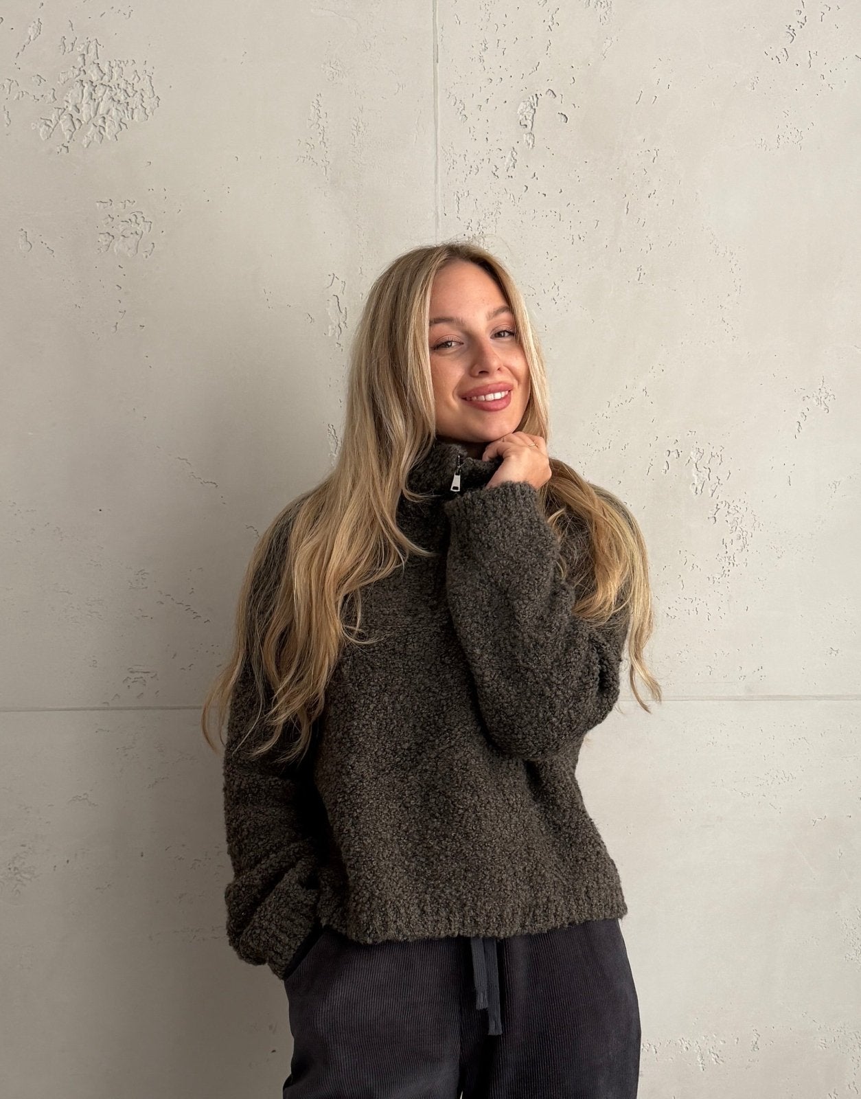 Boucle Pullover mit Stehkragen - Switch-Fashion
