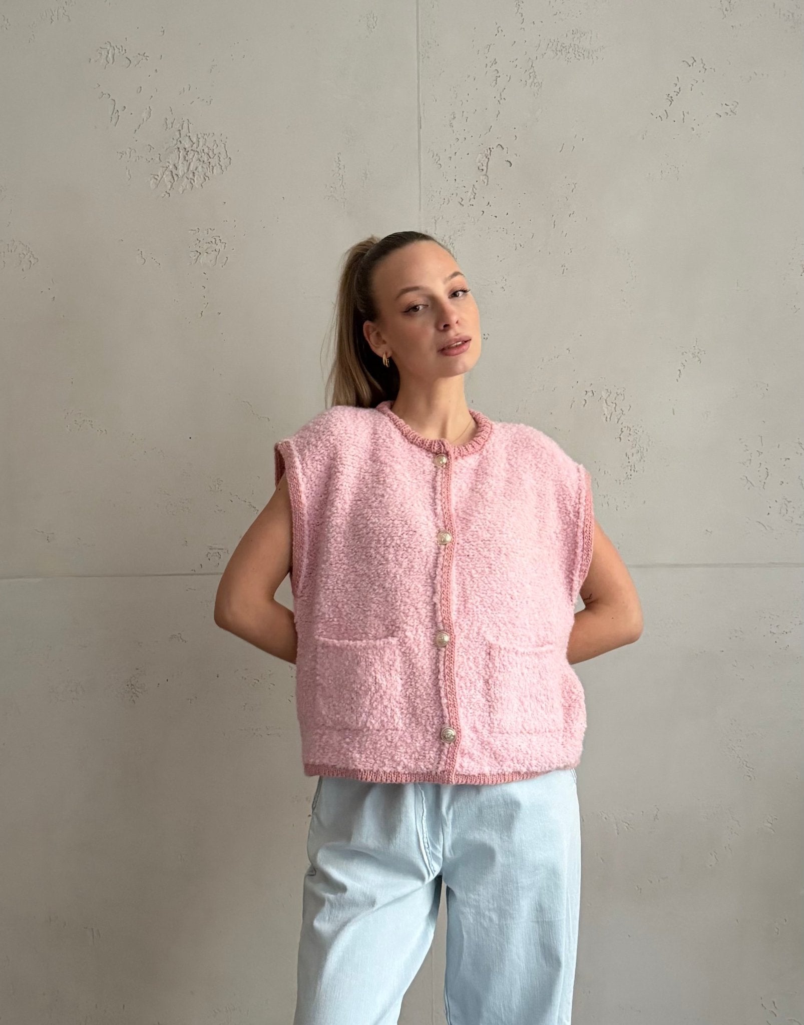 Bouclé Pullunder mit Taschen - Switch - Fashion