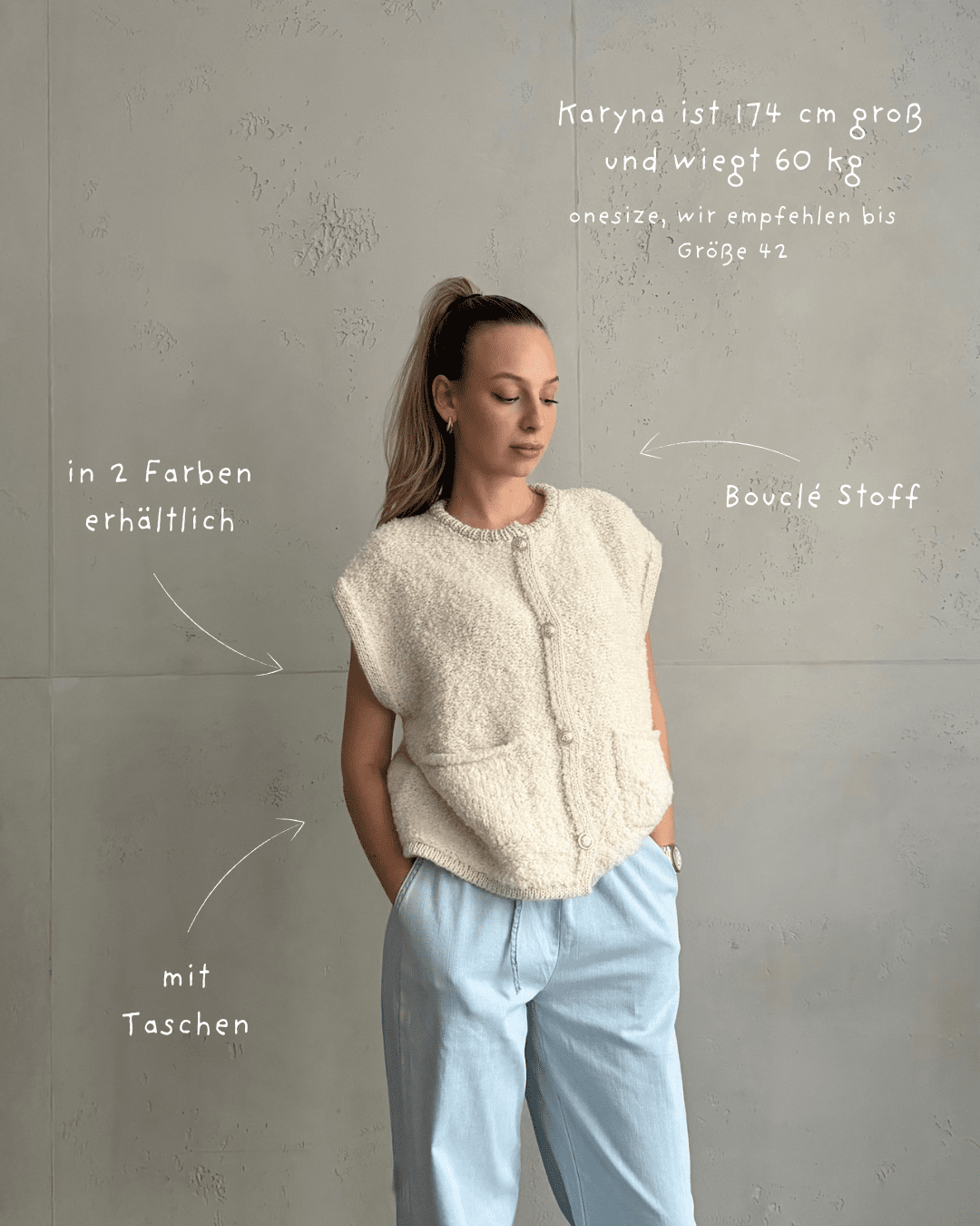 Bouclé Pullunder mit Taschen - Switch - Fashion