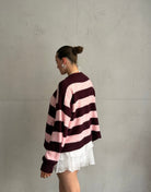 Button Strickjacke mit breiten Streifen - Switch-Fashion