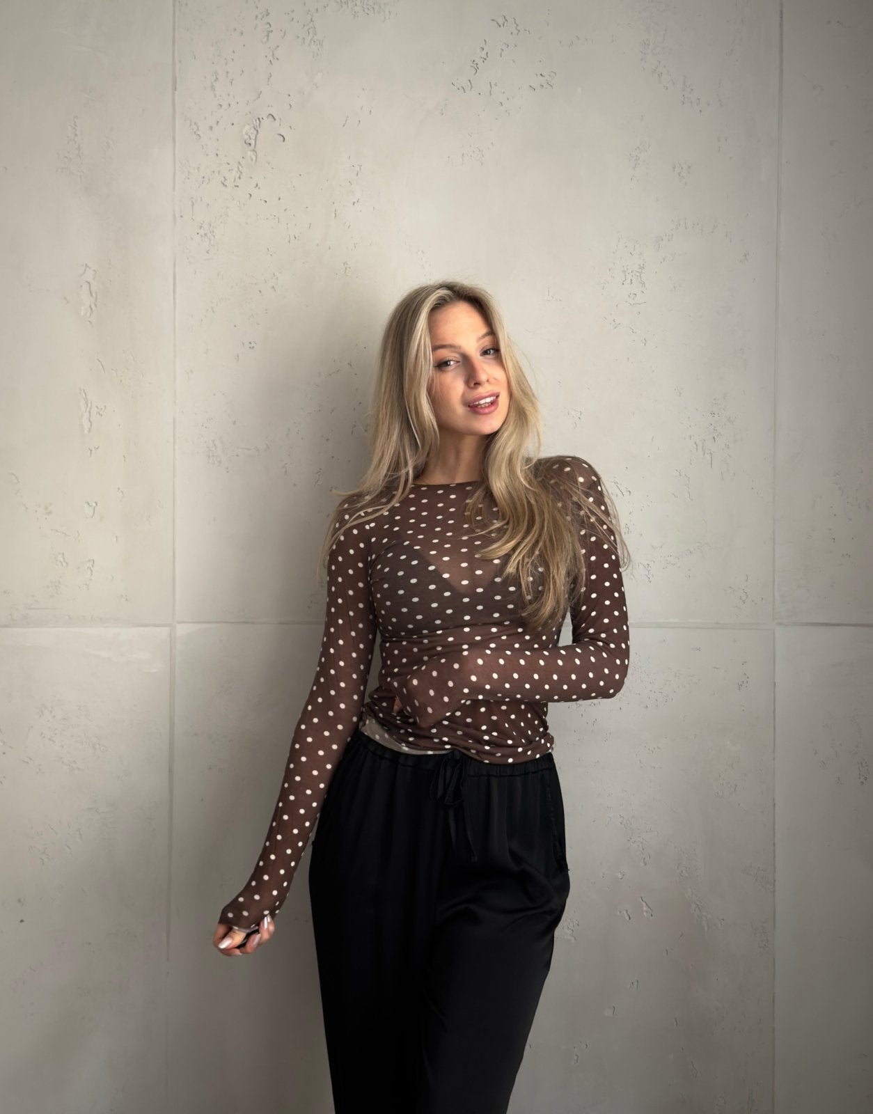 Cashmere Blend Longsleeve mit Punkten – Leicht transparent, unvergleichbar soft - Switch - Fashion