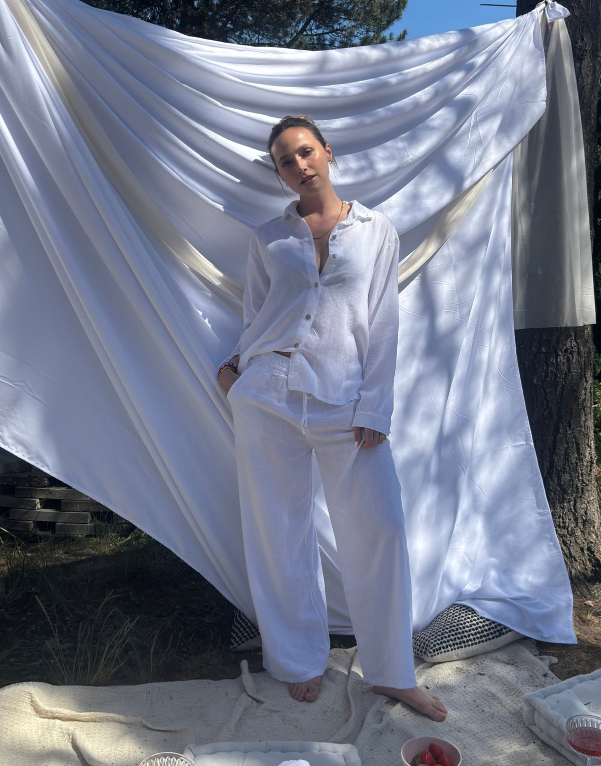 Classic Leinenbluse mit Knopfleiste