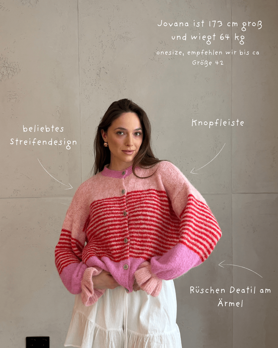 Color Block Streifen Strickjacke mit Knöpfen - Switch - Fashion