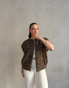 Cord - Weste mit Leo - Print und Seitentaschen - Switch - Fashion