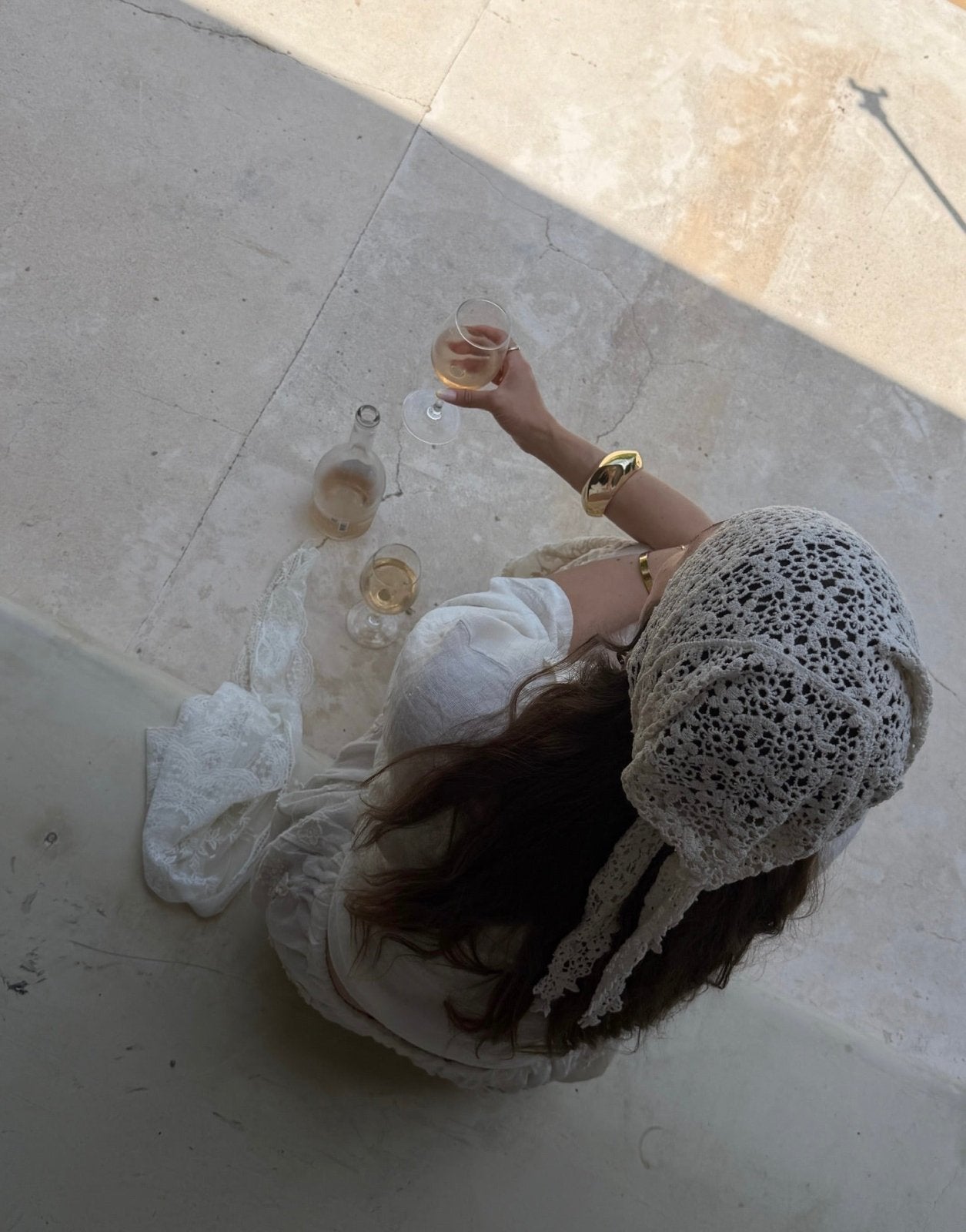 Crochet Bandana – Häkel, Offwhite, 100% Baumwolle - Switch-Fashion