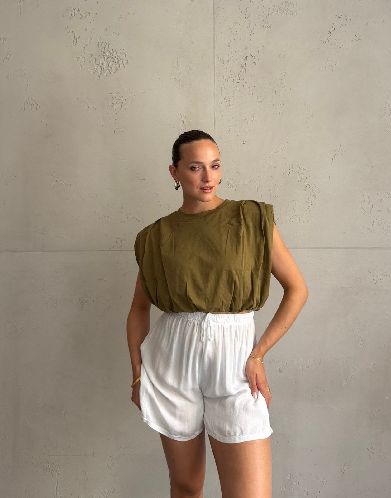Crop Top mit Schulterpolstern - Switch-Fashion