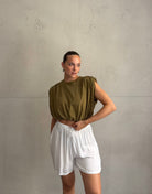 Crop Top mit Schulterpolstern - Switch-Fashion