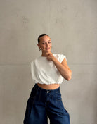 Crop Top mit Schulterpolstern - Switch-Fashion